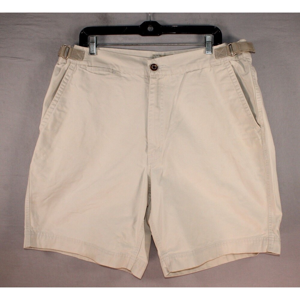 Cubavera Men Classic Twill Dress Shorts Beige Khaki Adjustable Waist Size 38